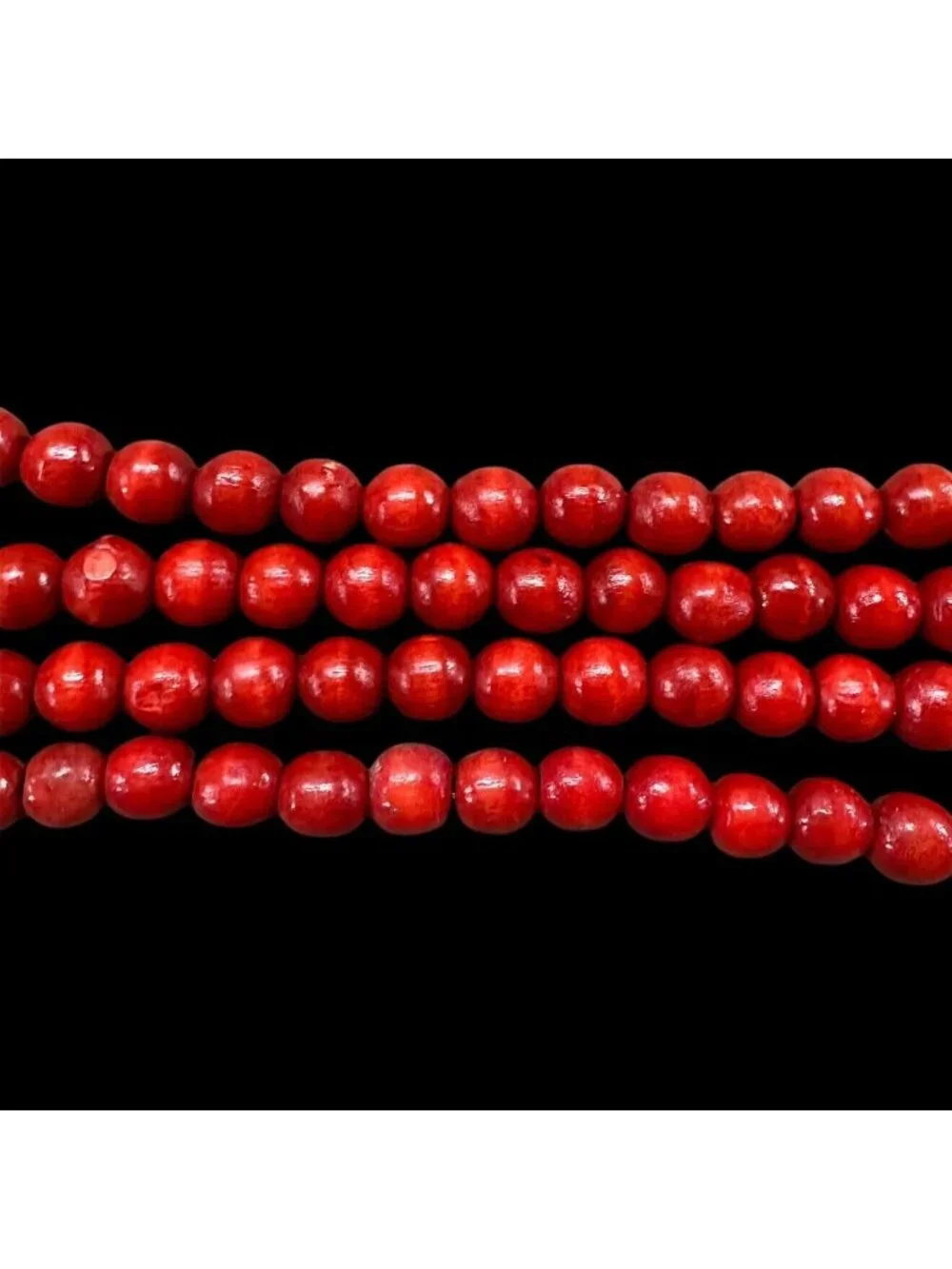 Wooden Bead Garlands 9 Ft Cranberry Red Christmas Tree Decoration Lot Of 4